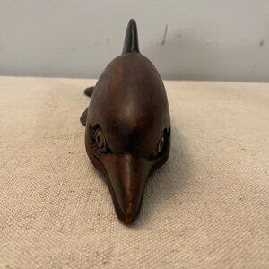 Hand Carved Wood Dolphin Figurine